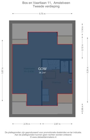 Floorplan - Bos en Vaartlaan 11, 1181 AA Amstelveen